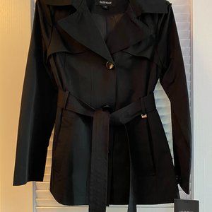 Ellen Tracy Hip Length Hooded Trench Rain Coat NWT
